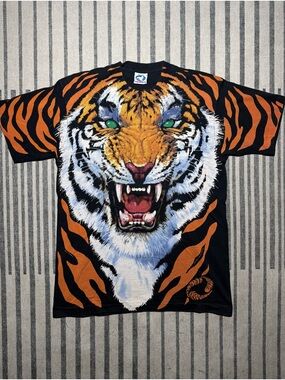 Vintage 1995 Liquid Blue Tiger AOP T-Shirt (Single Stitch) - John Connell